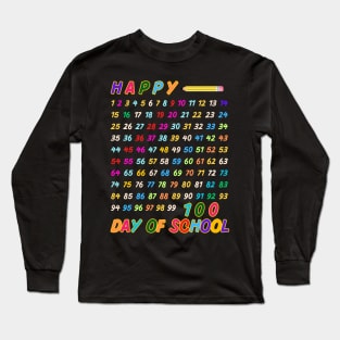 100th day of school teacher kids 100 days math numbers Long Sleeve T-Shirt